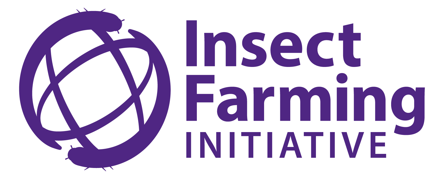 Insect Farming Initiative logo. Purple, with two mealworms making a globe. 