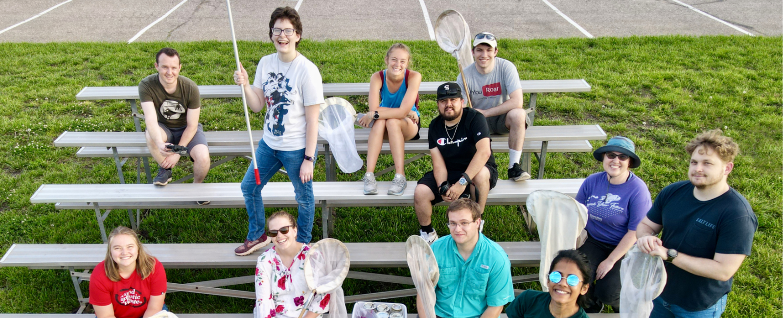 students on bleachers